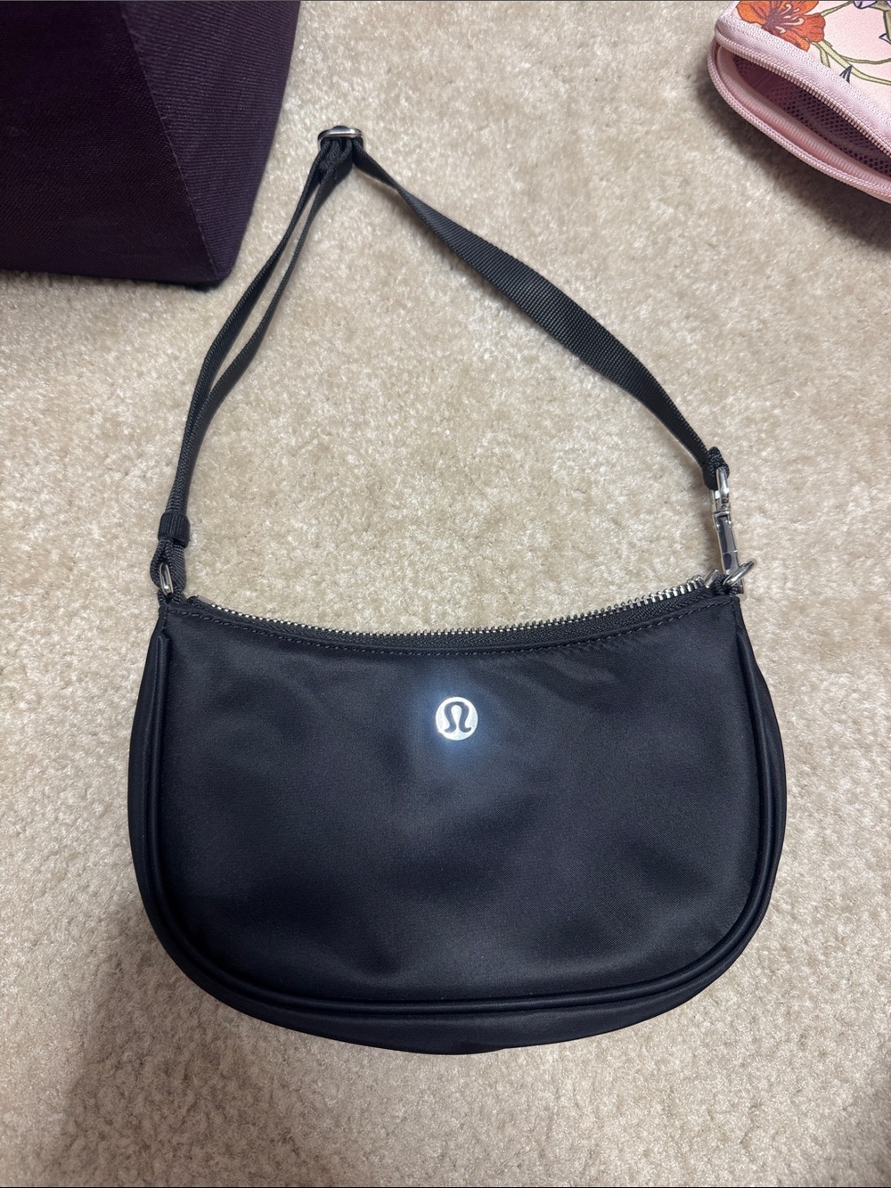 lululemon athletica Black Crescent Shoulder Bag with Logo